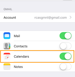 Mobile app - iOS - Settings - Mail Contacts Calendars - Add Account - Calendar