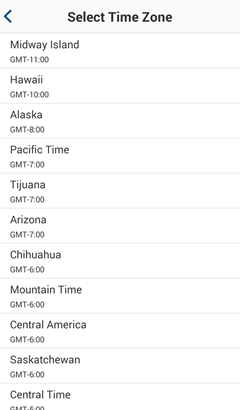 Meetings Android - Schedule Meeting - select Time Zone