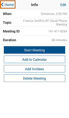 Meetings Android - Schedule Meeting - Info - Home