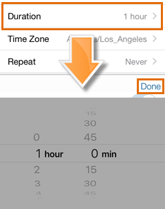 Meetings iOS - Schedule Meeting - Set the duration of the meeting