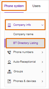 Navigate to BT Directory Listing