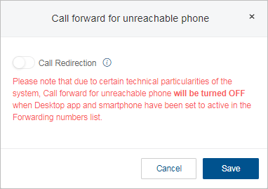 callforwardforunreachablephone error 1