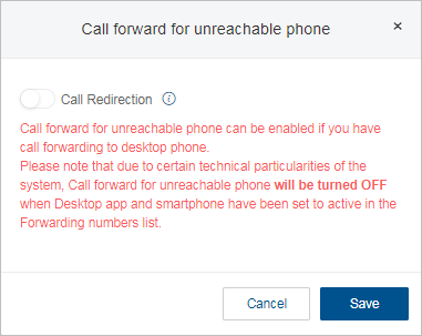 bt call forward for unreachable phone pop up