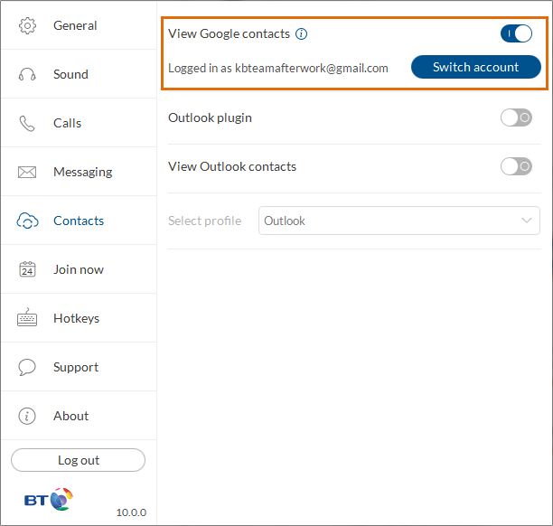 View Google Contacts - Switch accounts