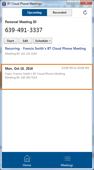 BTCP Meetings Desktop - Meetings - Select a meeting to edit