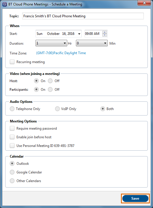 BTCP Meetings Desktop - Meetings - Schedule a Meeting - click Schedule