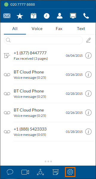 BT Cloud Phone Desktop App - Settings